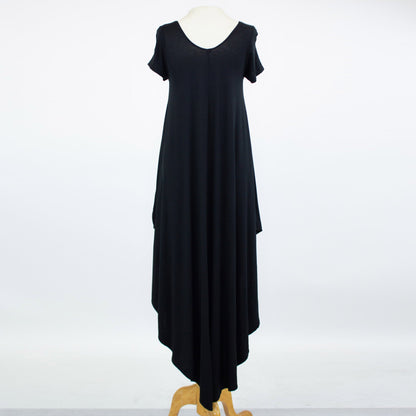 Yellow Hera casual maxi dress with side slit, short sleeves, and relaxed fit, perfect for summer or casual outings.