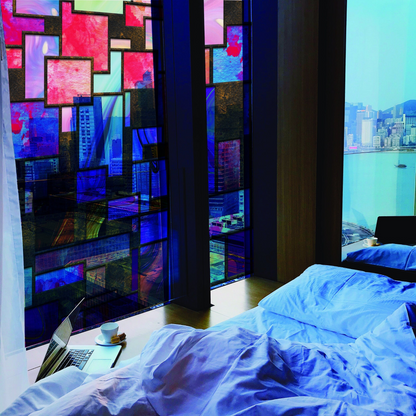 Start2Finish bricks window privacy glass film, frosted etched decorative sticker covering door with self-adhesive frosted vinyl decal.