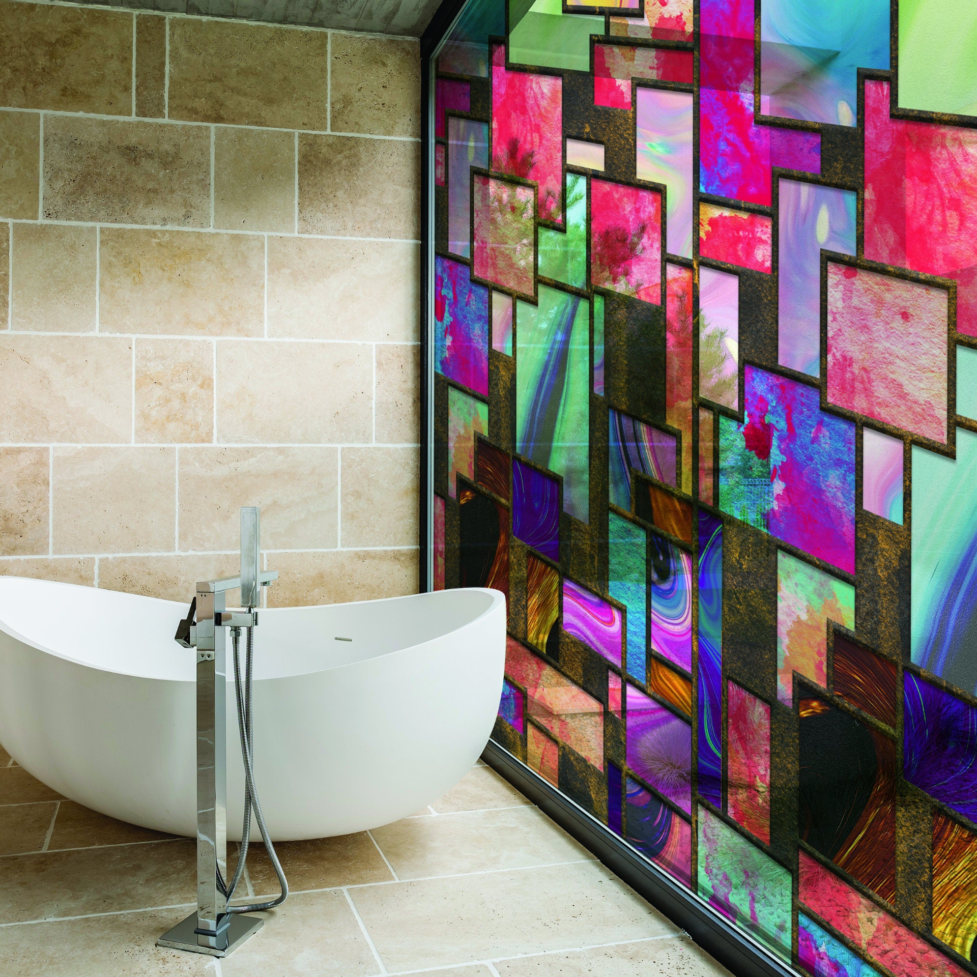 Start2Finish Bricks Window Privacy Glass Film, frosted etched decorative vinyl sticker covering door window, self-adhesive frost decor.