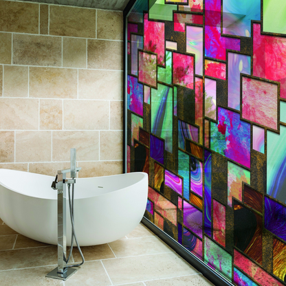 Start2Finish Bricks Window Privacy Glass Film, frosted etched decorative vinyl sticker covering door window, self-adhesive frost decor.