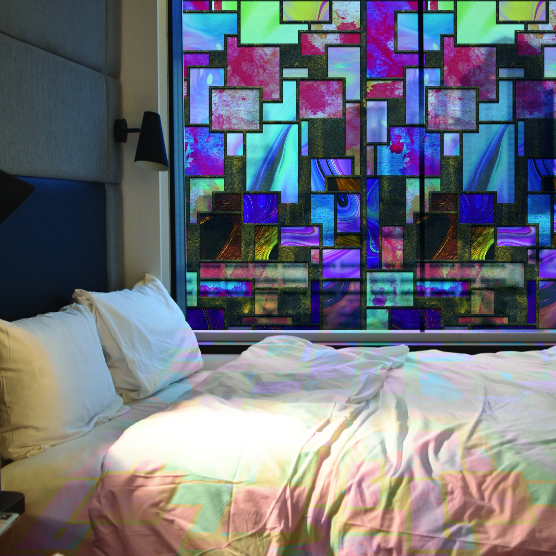 Start2Finish Bricks Window Privacy Glass Film, frosted etched decorative vinyl decal covering door for privacy and style.