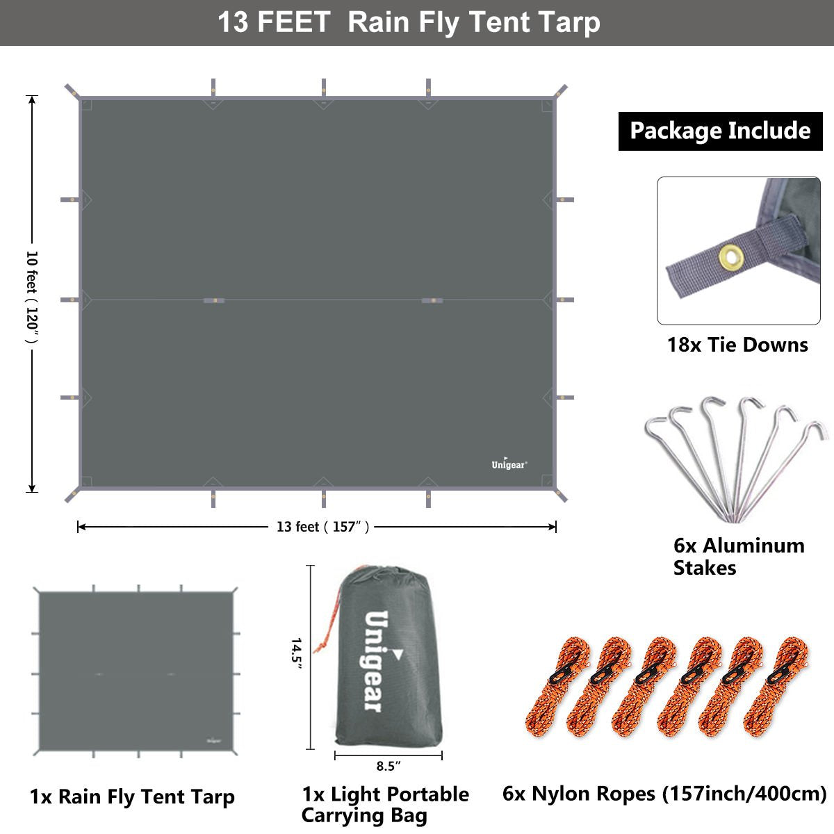 Indigo Eurybia rainproof camping tarp shelter measuring 300cm by 300cm, ideal for outdoor camping and weather protection.