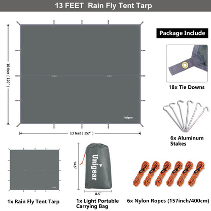 Indigo Eurybia rainproof camping tarp shelter measuring 300cm by 300cm, ideal for outdoor camping and weather protection.