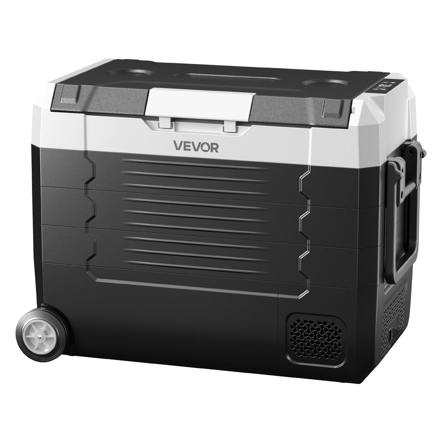 Start2Finish VEVOR 48 QT car refrigerator with dual zones, wheels, APP control, compressor cooling, suitable for RVs, boats, camping