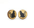 Red Sunflower cat stud earrings featuring small, detailed feline designs in silver-tone metal, perfect for cat lovers.