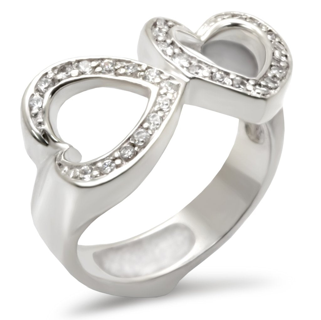 High-polished 925 sterling silver ring with AAA grade cubic zirconia by Turquoise Tiger, showcasing a sleek, shiny design.