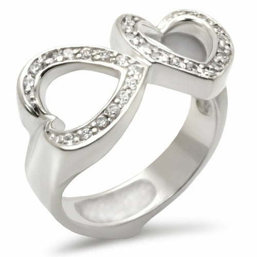 High-polished 925 sterling silver ring with AAA grade CZ stones by Turquoise Tiger, showcasing a sleek, shiny design.