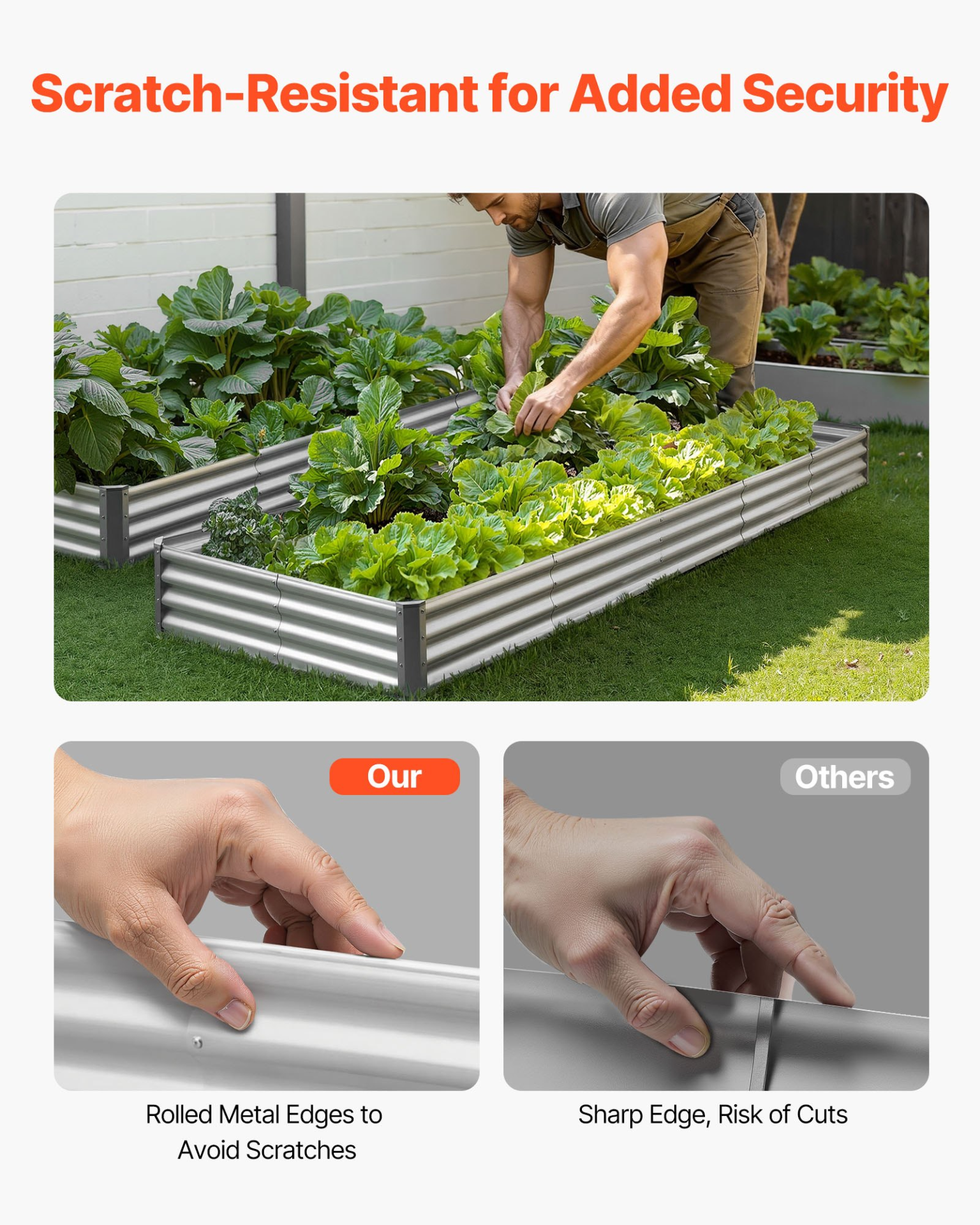 Start2Finish VEVOR metal raised garden bed, 12x4x1 ft outdoor planter with galvanized finish, open bottom for vegetables, flowers, succulents.