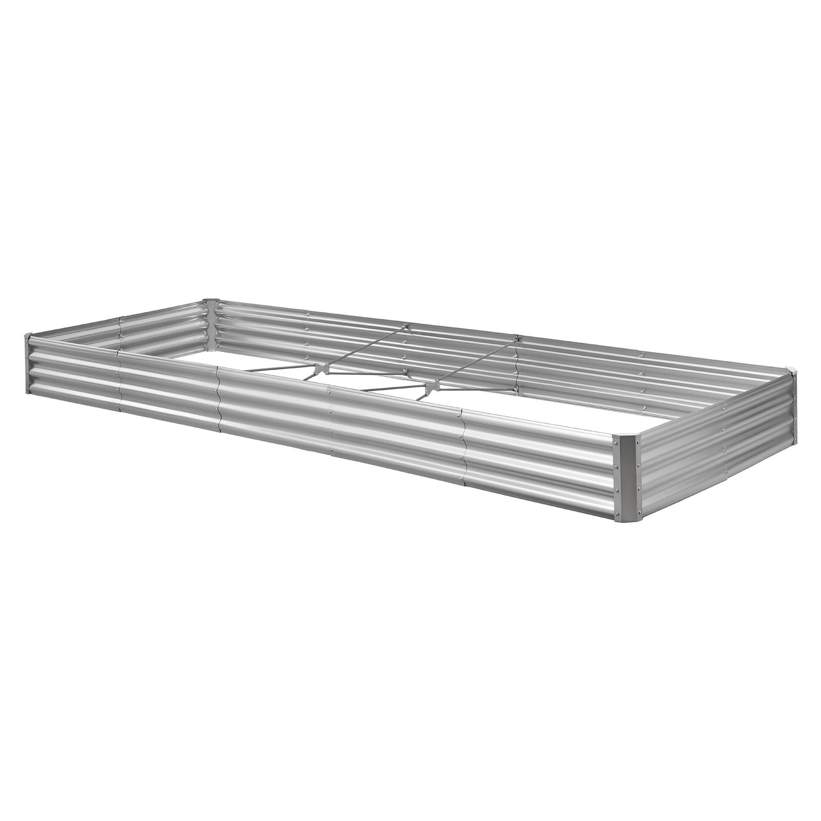 Start2Finish VEVOR metal raised garden bed, 12x4x1 ft outdoor Galvalume planter with open bottom for vegetables and flowers.