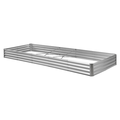 Start2Finish VEVOR metal raised garden bed, 12x4x1 ft outdoor Galvalume planter with open bottom for vegetables and flowers.