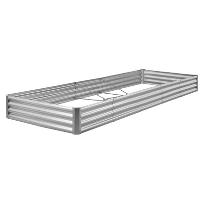 Start2Finish VEVOR metal raised garden bed, 12x4x1 ft outdoor galvanized planter box with open bottom for vegetables and flowers.