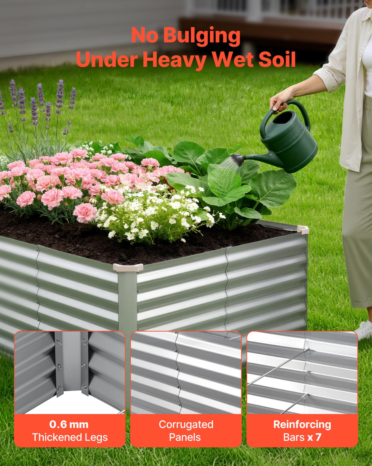 Start2Finish galvanized raised garden bed, 8x4x2 ft metal planter box with gloves, rustproof aluminum-zinc for outdoor flowers and vegetables.