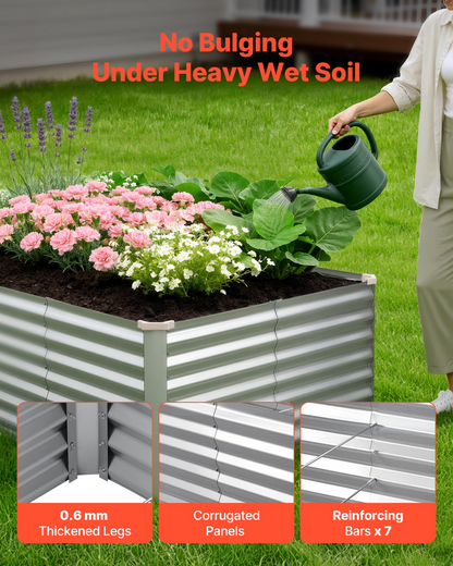 Start2Finish galvanized raised garden bed, 8x4x2 ft metal planter box with gloves, rustproof aluminum-zinc for outdoor flowers and vegetables.