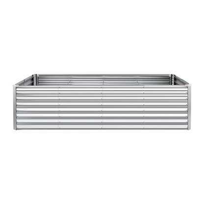 Start2Finish galvanized raised garden bed, 8x4x2 ft metal planter box with gloves, rustproof aluminum-zinc for outdoor flowers and vegetables.