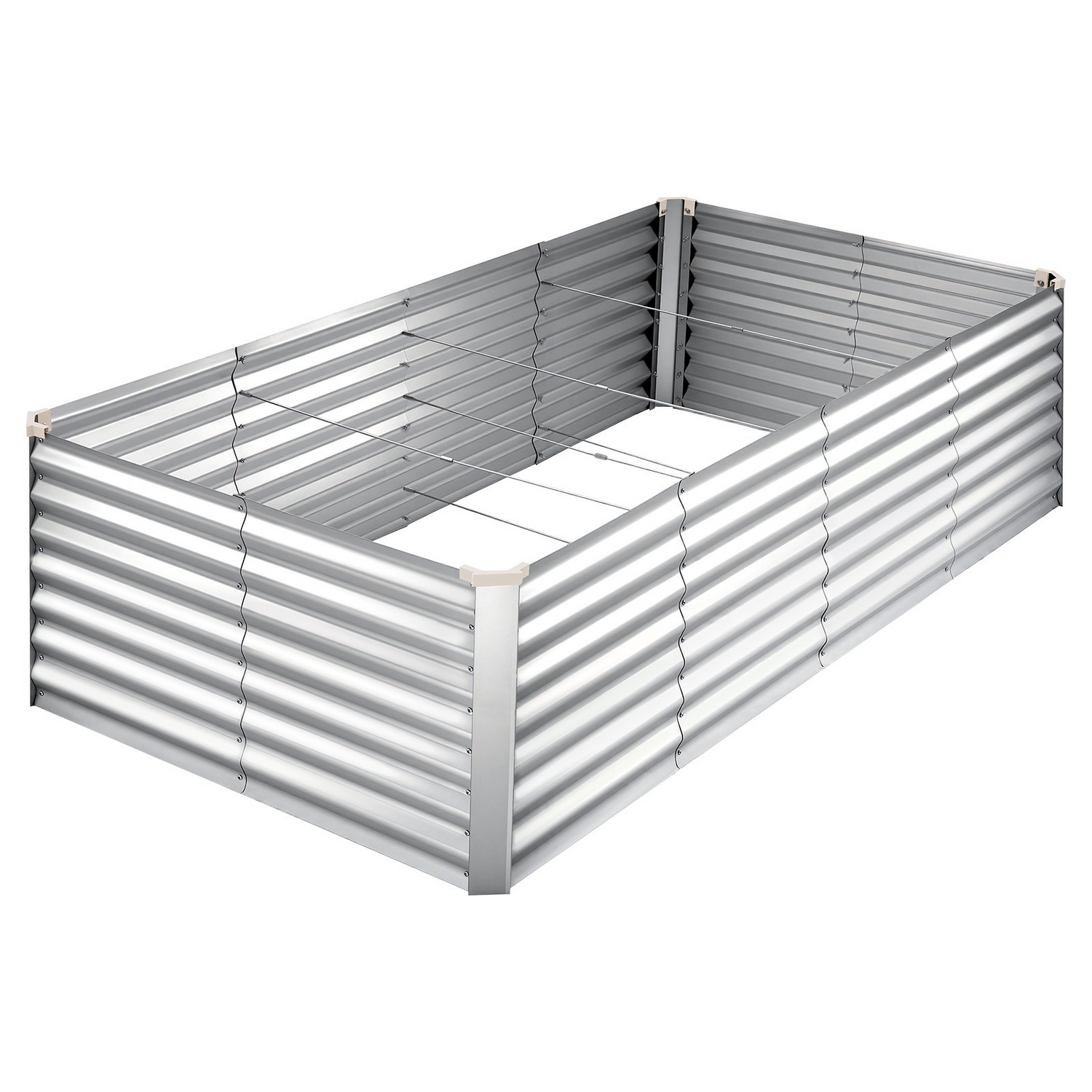 Start2Finish galvanized raised garden bed, 8x4x2 ft metal planter box with gloves, rustproof aluminum-zinc for outdoor vegetable and flower planting.