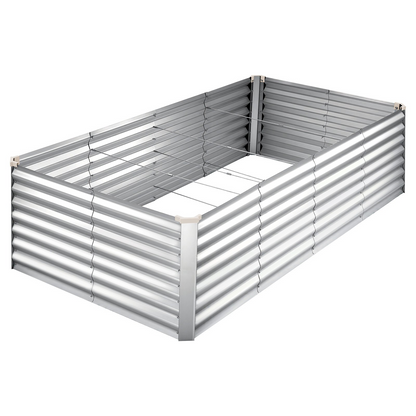 Start2Finish galvanized raised garden bed, 8x4x2 ft metal planter box with gloves, rustproof aluminum-zinc for outdoor vegetable and flower planting.