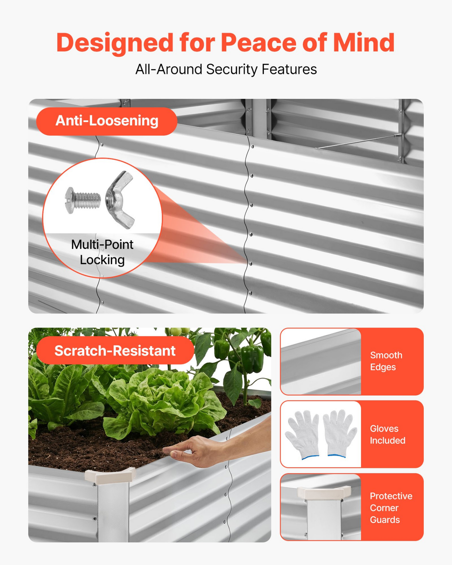Start2Finish galvanized raised garden bed, 8x4x3 ft metal planter box with gloves, rustproof aluminum-zinc for outdoor flowers and vegetables.