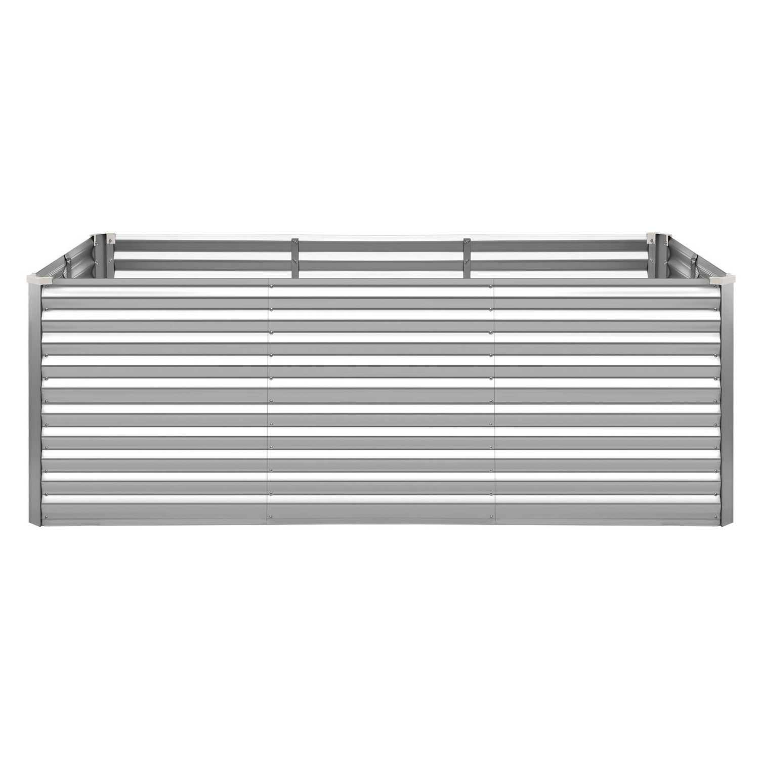Start2Finish galvanized raised garden bed, 8x4x3 ft, rectangular metal planter box with gloves, rustproof aluminum-zinc for outdoor planting.