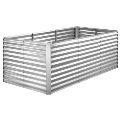 Start2Finish VEVOR galvanized raised garden bed 8x4x3 ft outdoor metal planter box with gloves, rustproof aluminum-zinc, rectangular shape