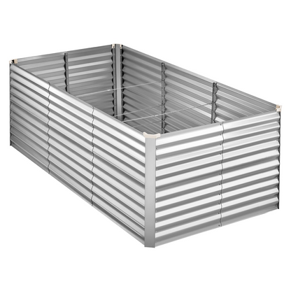 Start2Finish galvanized raised garden bed, 8x4x3 ft, rectangular metal planter box for flowers and vegetables, silver, rustproof aluminum zinc.