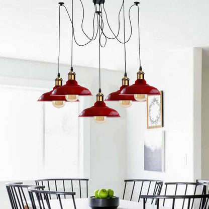Sangria Angel Industrial Spider 5-Light Pendant Light with adjustable multi-arm design and E27 bulbs for modern lighting.