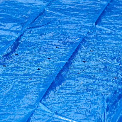 Blue round swimming pool cover mat by Maroon Asteria, 183cm diameter, made of durable cloth for pool protection and maintenance.