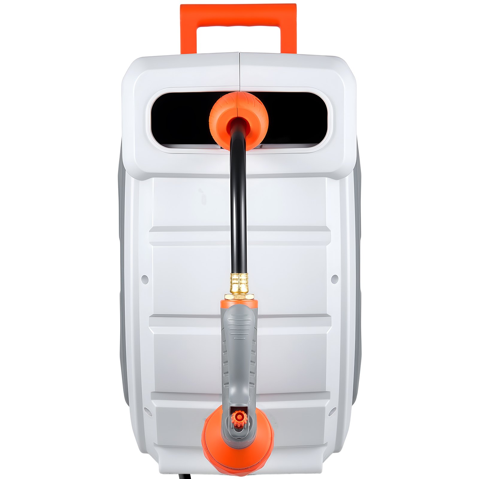 Start2Finish VEVOR 130ft retractable garden hose reel with wall mount, 9-function sprayer, swivel bracket, and automatic rewind system.