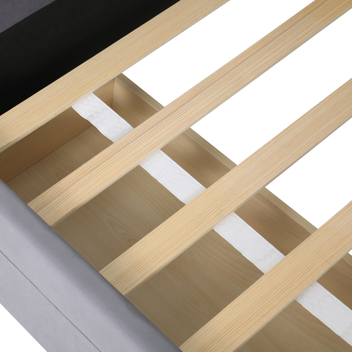Start2Finish velvet upholstered platform bed with storage drawers and tufted headboard in a luxurious fabric and modern design.