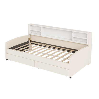 Luxurious velvet upholstered platform bed with storage drawers and padded headboard from Start2Finish, shown with elegant design and plush fabric.