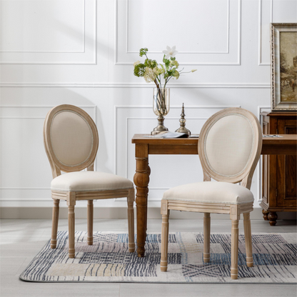Start2Finish French style solid wood frame linen fabric dining chair with upholstered back, showcasing classic furniture design.