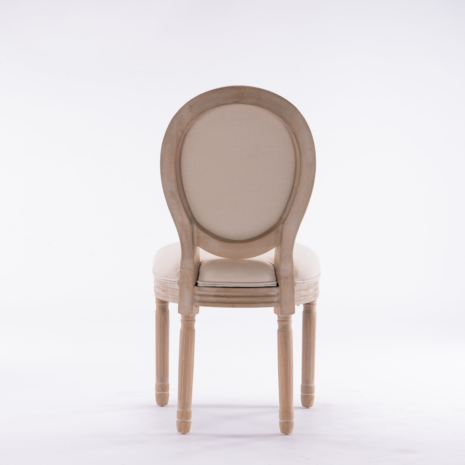 French style solid wood frame dining chair with linen fabric upholstery and classic upholstered back by Start2Finish.