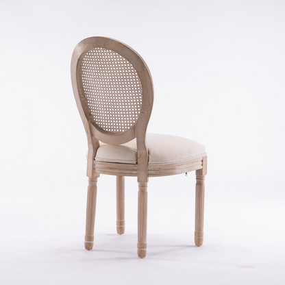 French style solid wood frame linen fabric dining chair with upholstered back, by Start2Finish.