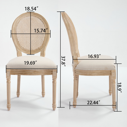 French style solid wood frame linen fabric dining chair with upholstered back, showcasing elegant craftsmanship and classic design.