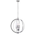 Polished chrome 6LT chandelier with jeweled accents, elegant lighting fixture with multiple light arms and decorative crystal details