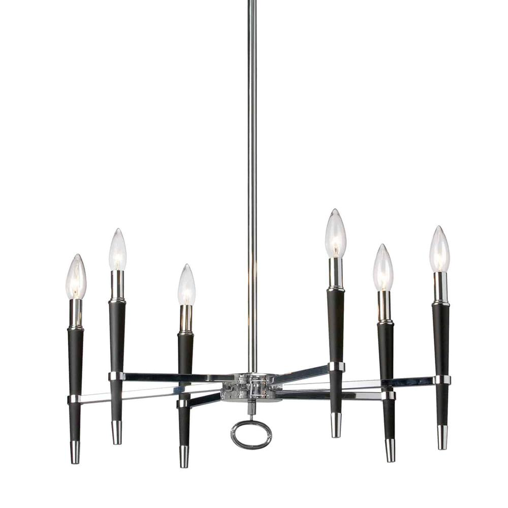 Start2Finish 6LT Incandescent Chandelier with PC finish, featuring multiple light bulbs and elegant hanging design.