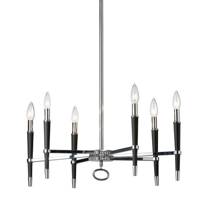Start2Finish 6LT Incandescent Chandelier with PC finish, featuring multiple light bulbs and elegant hanging design.