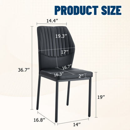 Set of four luxury simple dining chairs by Start2Finish featuring high-resilience PU upholstery and vertical stripe back design.
