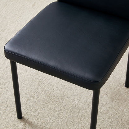 Set of four luxury Start2Finish simple dining chairs with vertical stripe backs and high resilience PU upholstery.