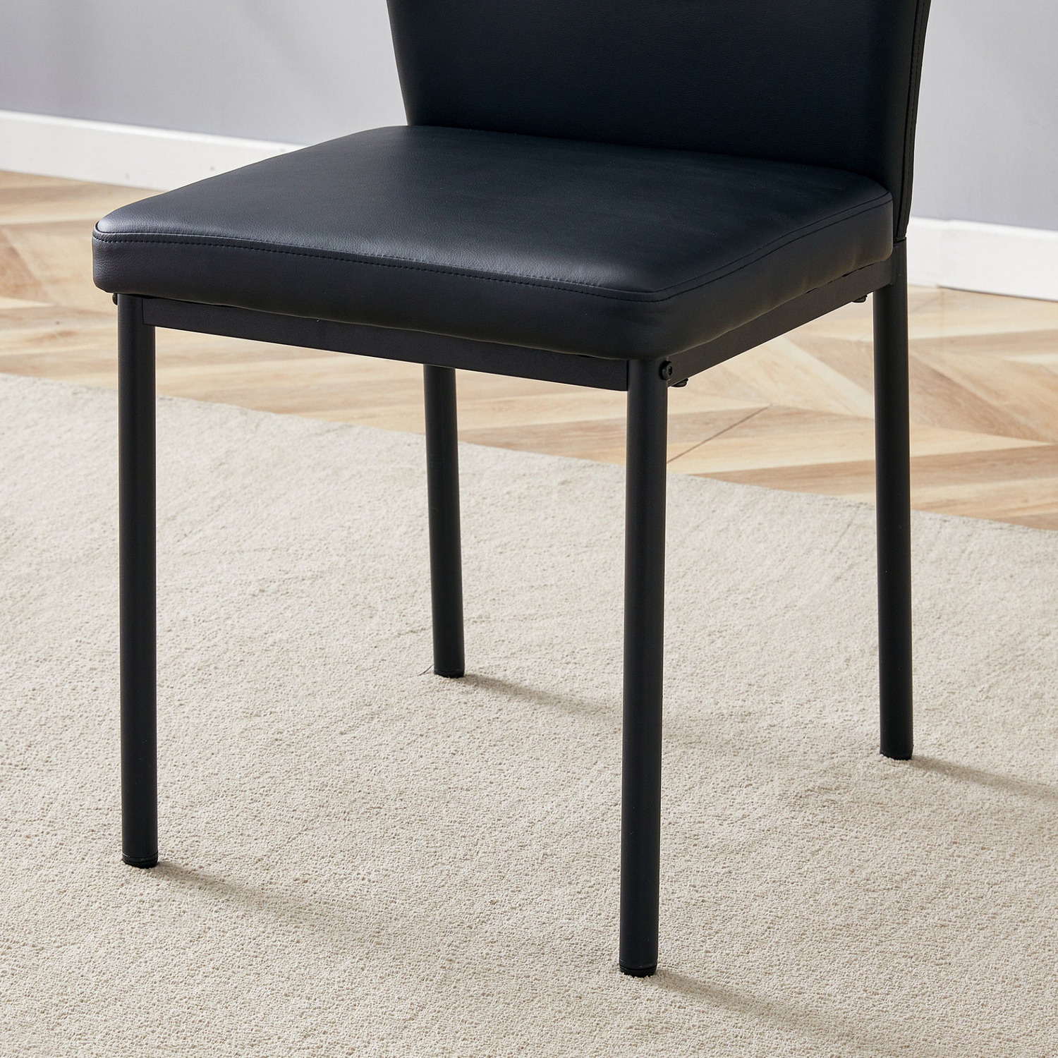 Set of 4 luxury simple dining chairs by Start2Finish with vertical stripe back and high resilience PU upholstery.