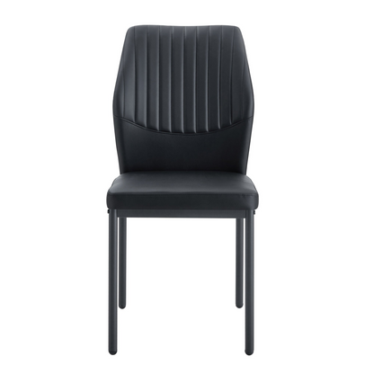 Set of four Start2Finish luxury simple dining chairs featuring high-resilience PU upholstery and vertical stripe back design.