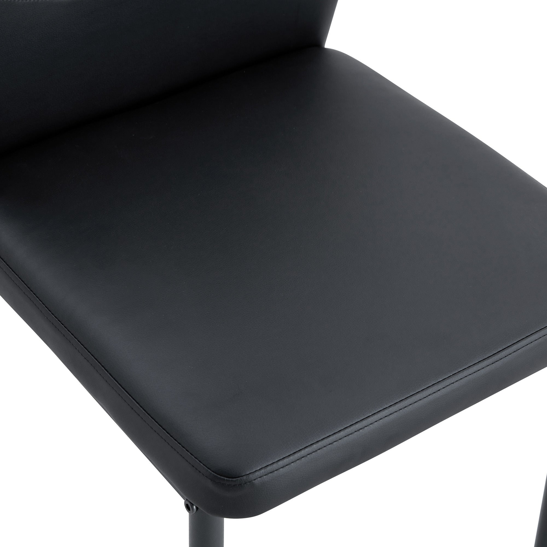 Set of four luxury simple dining chairs with vertical stripe backs in black PU upholstery, designed for modern home furniture.