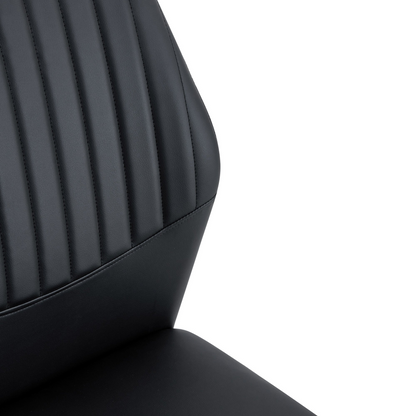 Set of 4 luxury Start2Finish simple dining chairs with vertical stripe backrests and high resilience PU upholstery.