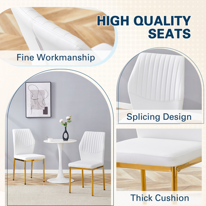 Set of four luxury simple dining chairs by Start2Finish with vertical stripe back, made of PU high resilience material for stylish comfort.