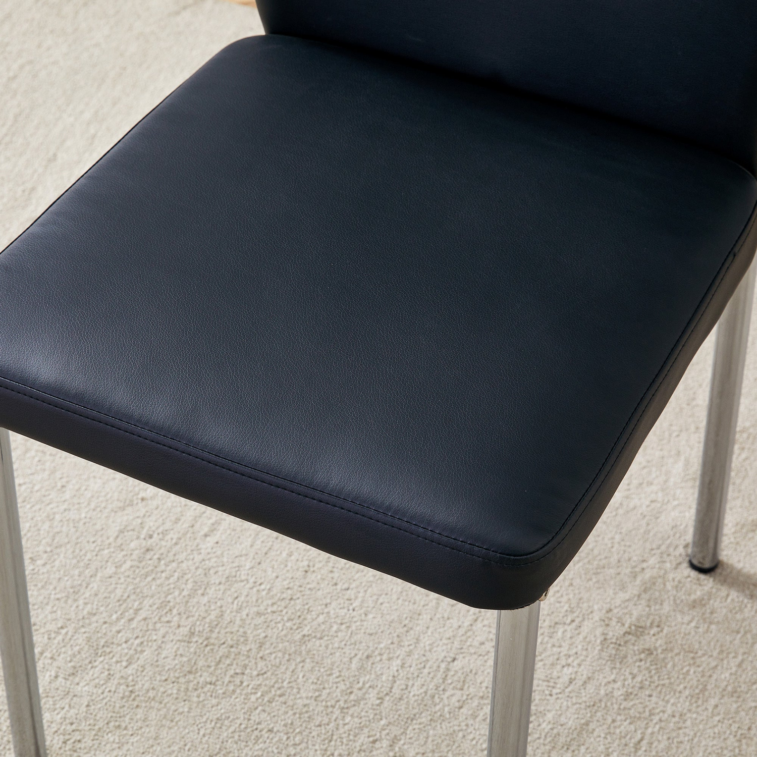 Set of four luxury Start2Finish simple dining chairs with vertical stripe back in PU high resilience material