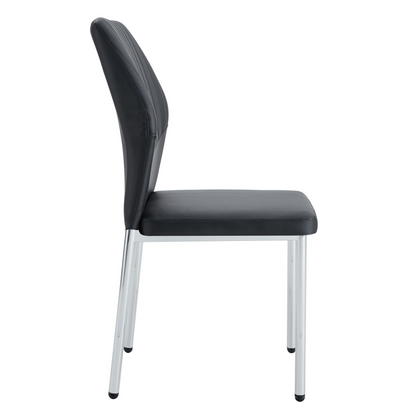 Set of 4 luxury simple dining chairs by Start2Finish featuring vertical stripe backs and high resilience PU upholstery.