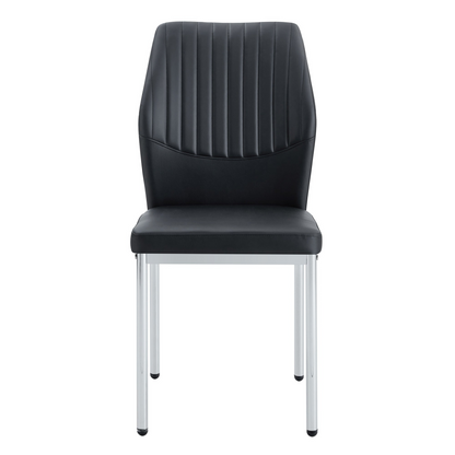Set of four luxury simple dining chairs with vertical stripe backs, made of PU high resilience material by Start2Finish.