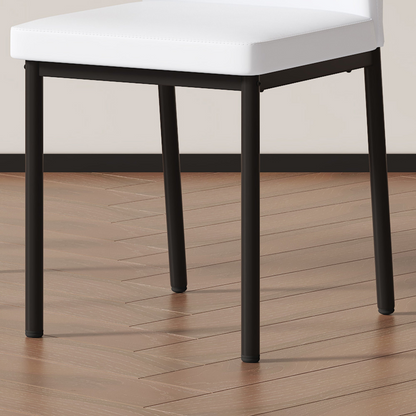 Set of four luxury simple dining chairs by Start2Finish with high-resilience PU, vertical stripe back design, and modern furniture style.