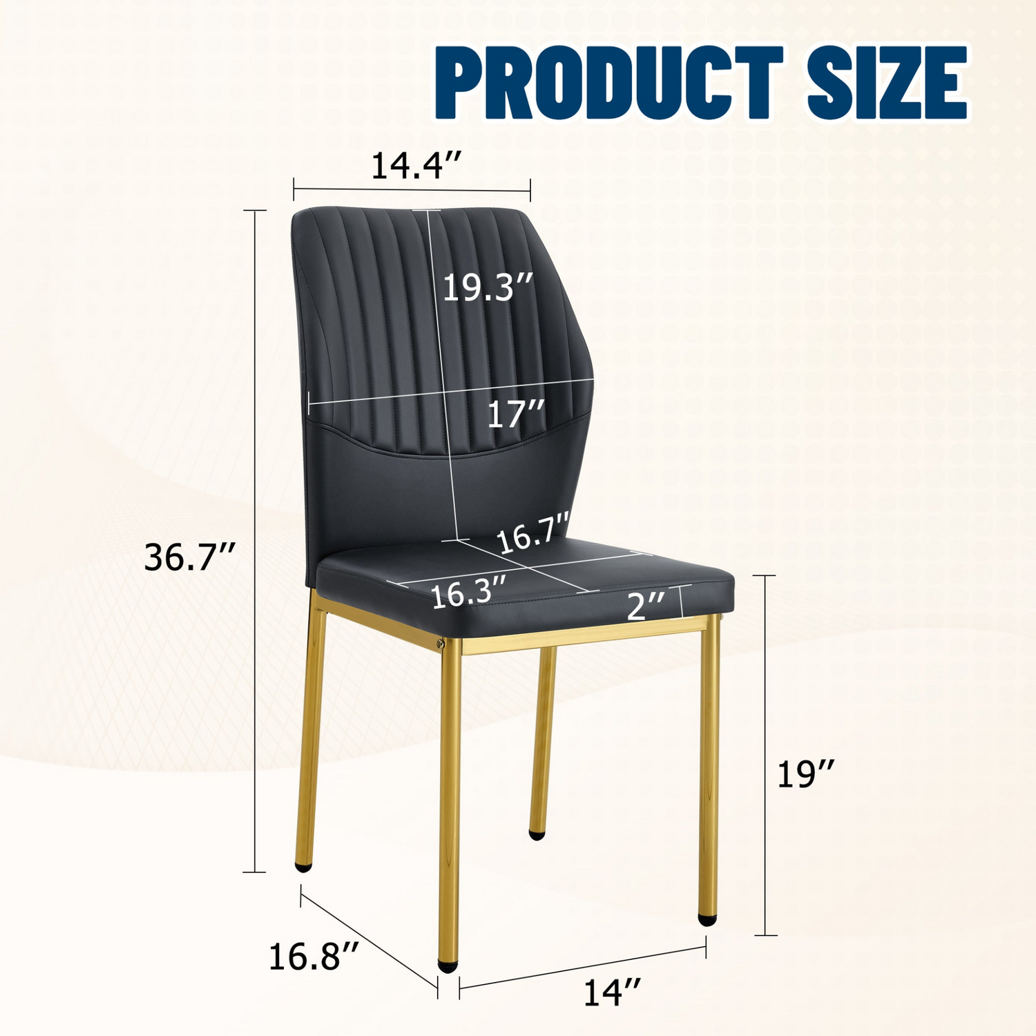 Set of 4 luxury Simple dining chairs by Start2Finish featuring high resilience PU upholstery and vertical stripe back design.