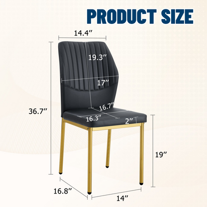 Set of 4 luxury Simple dining chairs by Start2Finish featuring high resilience PU upholstery and vertical stripe back design.