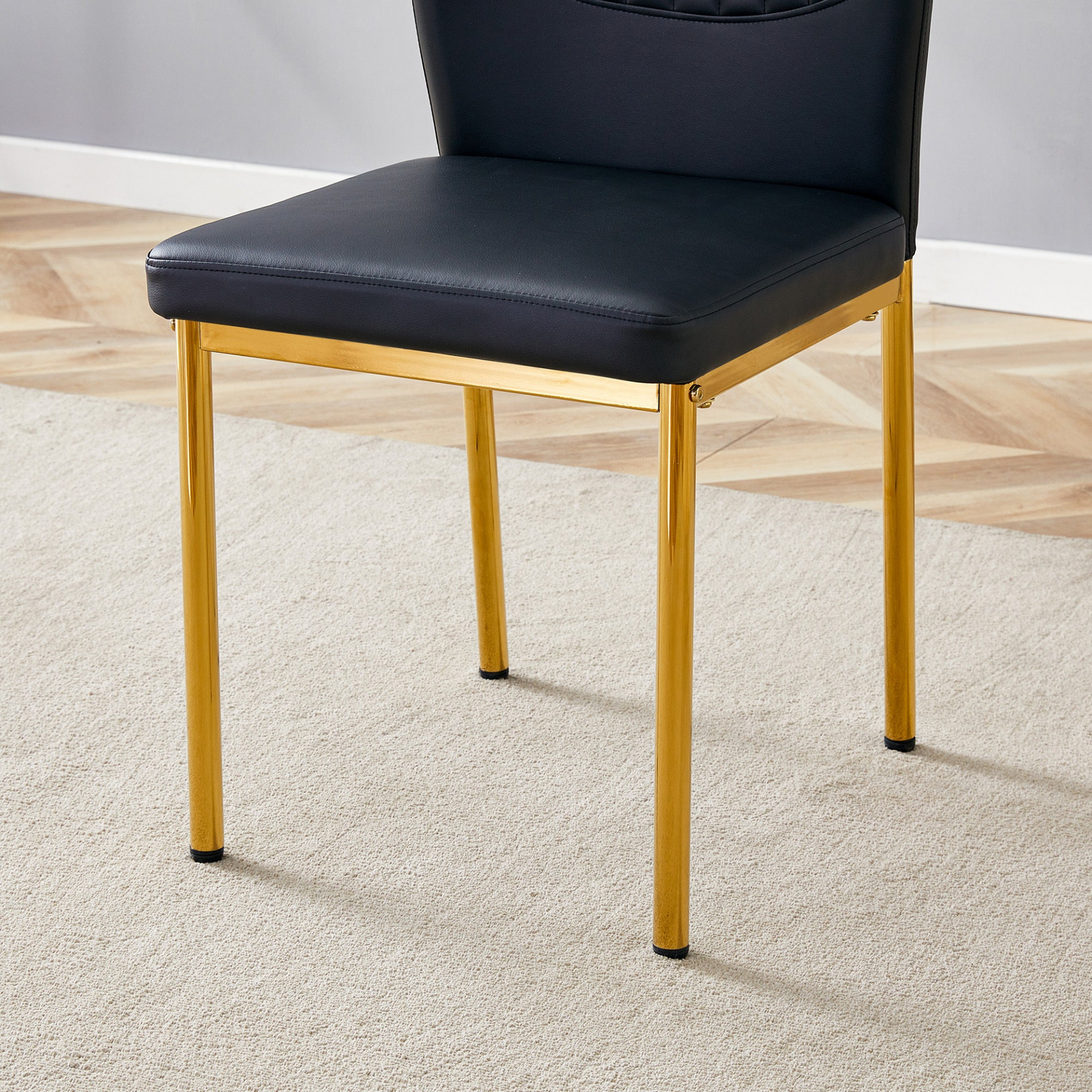 Set of four Start2Finish luxury simple dining chairs with vertical stripe backs, made of PU high resilience material.